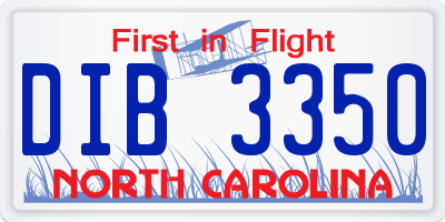 NC license plate DIB3350