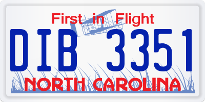 NC license plate DIB3351
