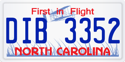 NC license plate DIB3352