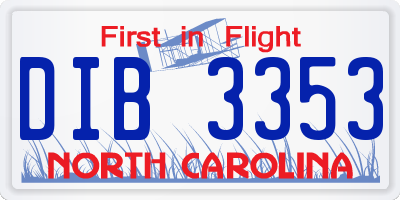 NC license plate DIB3353