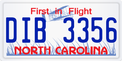 NC license plate DIB3356