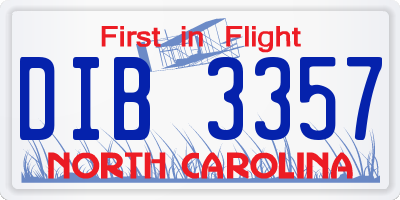NC license plate DIB3357