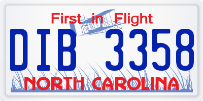 NC license plate DIB3358