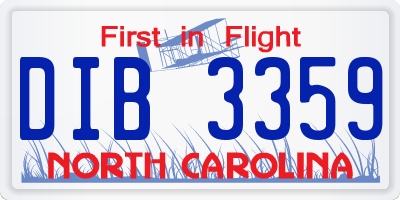 NC license plate DIB3359