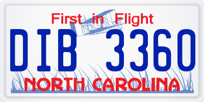 NC license plate DIB3360