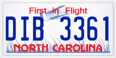 NC license plate DIB3361