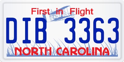 NC license plate DIB3363