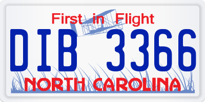 NC license plate DIB3366