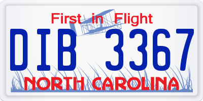 NC license plate DIB3367