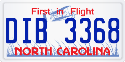 NC license plate DIB3368