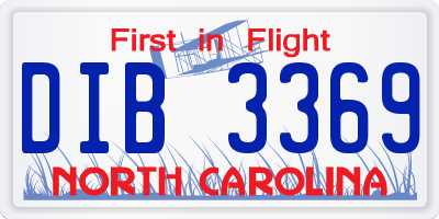NC license plate DIB3369