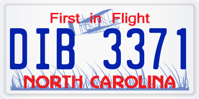 NC license plate DIB3371