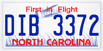 NC license plate DIB3372