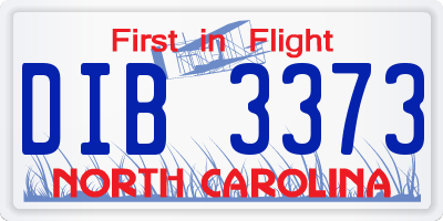 NC license plate DIB3373