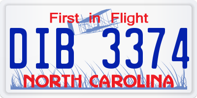 NC license plate DIB3374