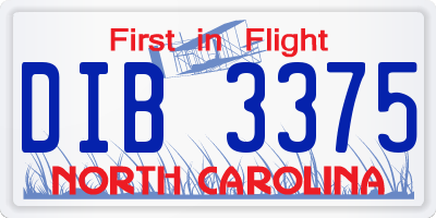 NC license plate DIB3375