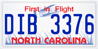 NC license plate DIB3376