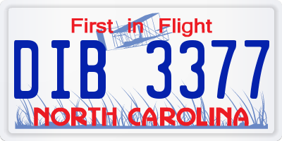NC license plate DIB3377