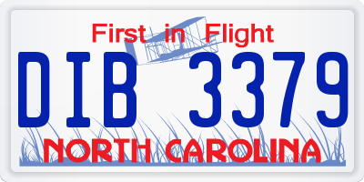 NC license plate DIB3379
