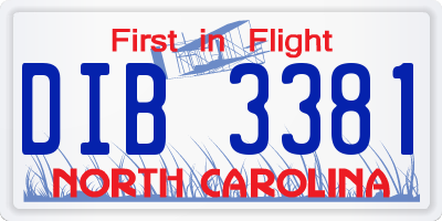 NC license plate DIB3381