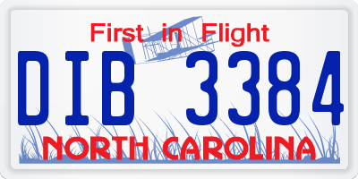 NC license plate DIB3384
