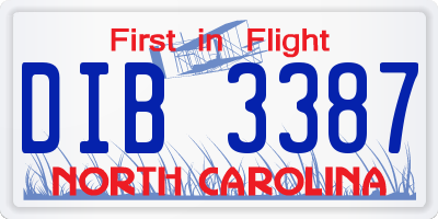 NC license plate DIB3387