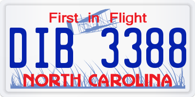 NC license plate DIB3388