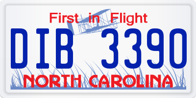 NC license plate DIB3390