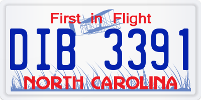 NC license plate DIB3391