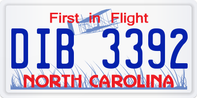 NC license plate DIB3392