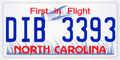NC license plate DIB3393