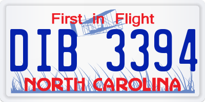 NC license plate DIB3394