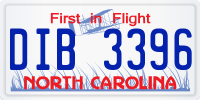 NC license plate DIB3396