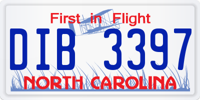 NC license plate DIB3397