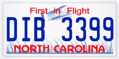 NC license plate DIB3399