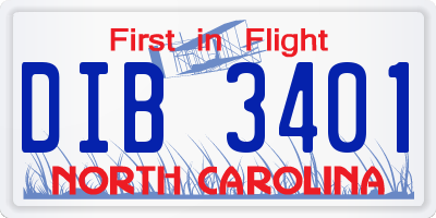 NC license plate DIB3401