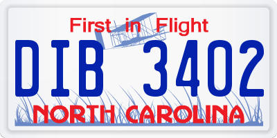 NC license plate DIB3402