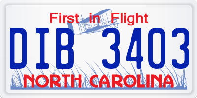 NC license plate DIB3403