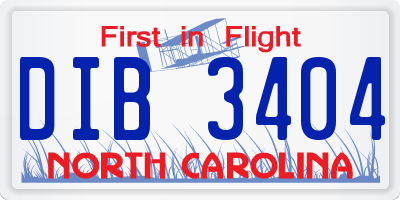 NC license plate DIB3404