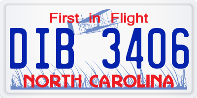 NC license plate DIB3406