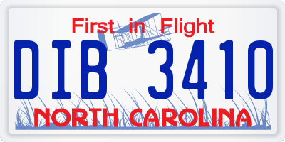 NC license plate DIB3410