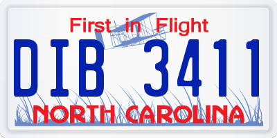 NC license plate DIB3411