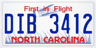 NC license plate DIB3412