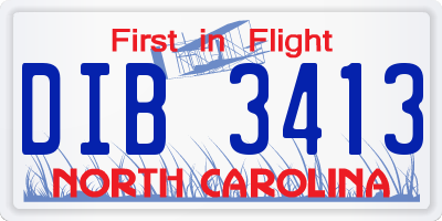 NC license plate DIB3413