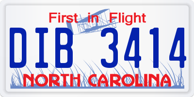 NC license plate DIB3414