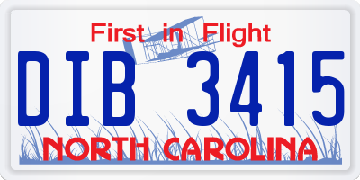 NC license plate DIB3415