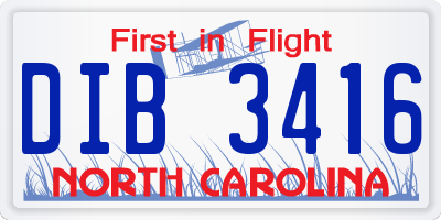 NC license plate DIB3416