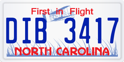 NC license plate DIB3417