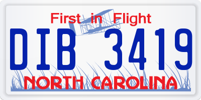 NC license plate DIB3419