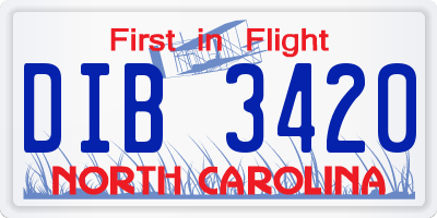 NC license plate DIB3420